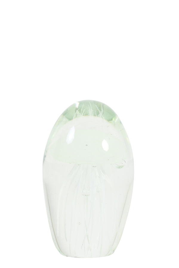 Clear glass ornament with white glass jellyfish inside