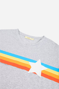 Rainbow Stripes And Star T-Shirt - Grey
