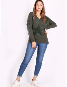 V Neck Star Jumper