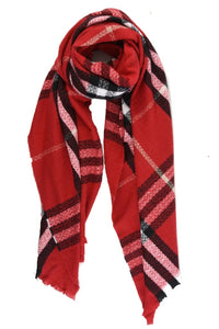 Red Check Winter Blanket Scarf