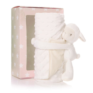 White plush store baby blanket