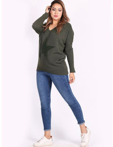 V Neck Star Jumper