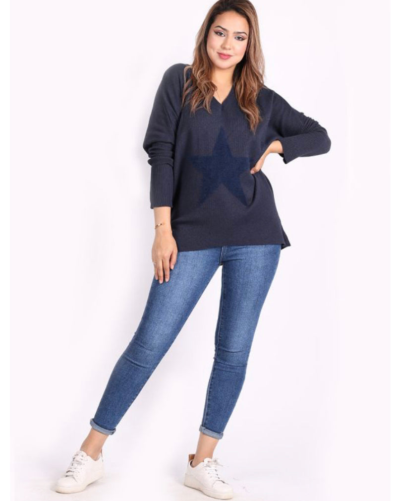 V Neck Star Jumper