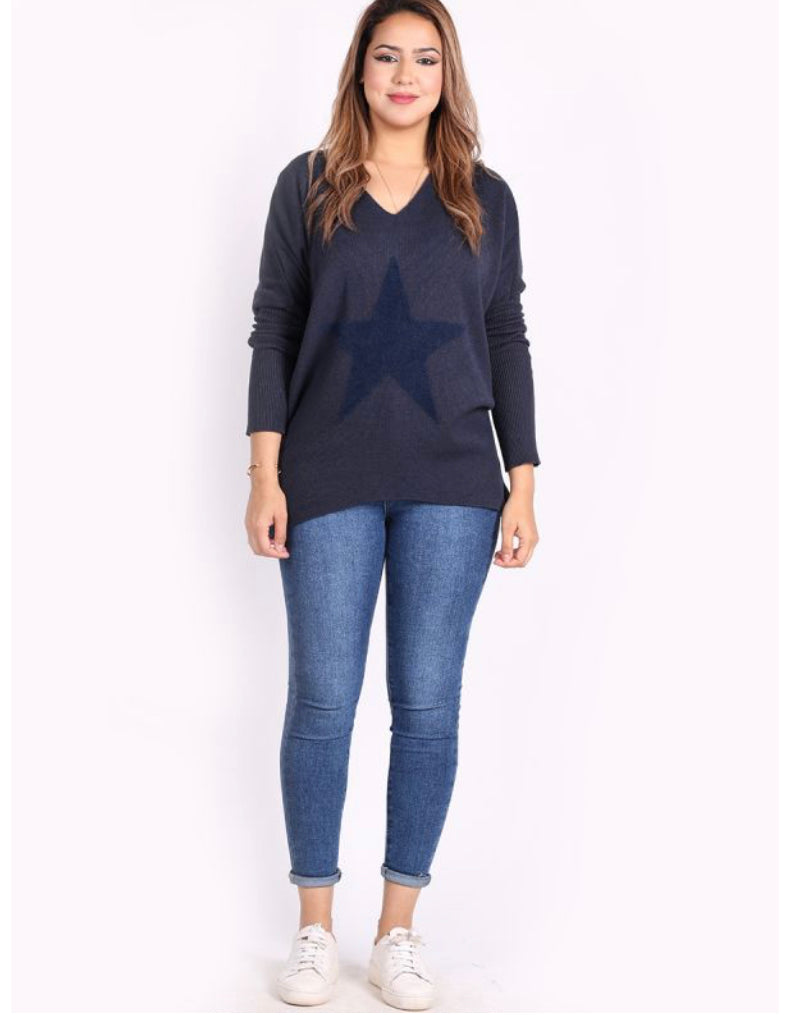 V Neck Star Jumper