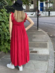 red and black embroidered boho maxi dress 