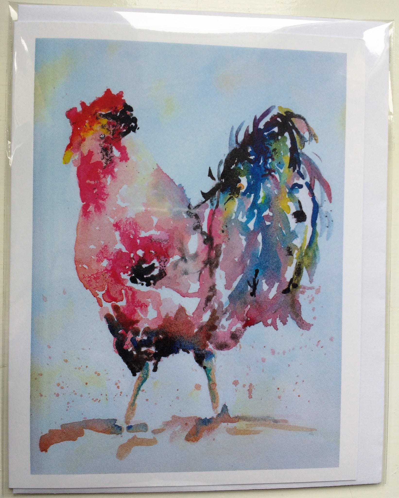 Cockerel Print in Watercolour, Note Card