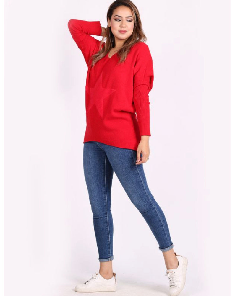 V Neck Star Jumper