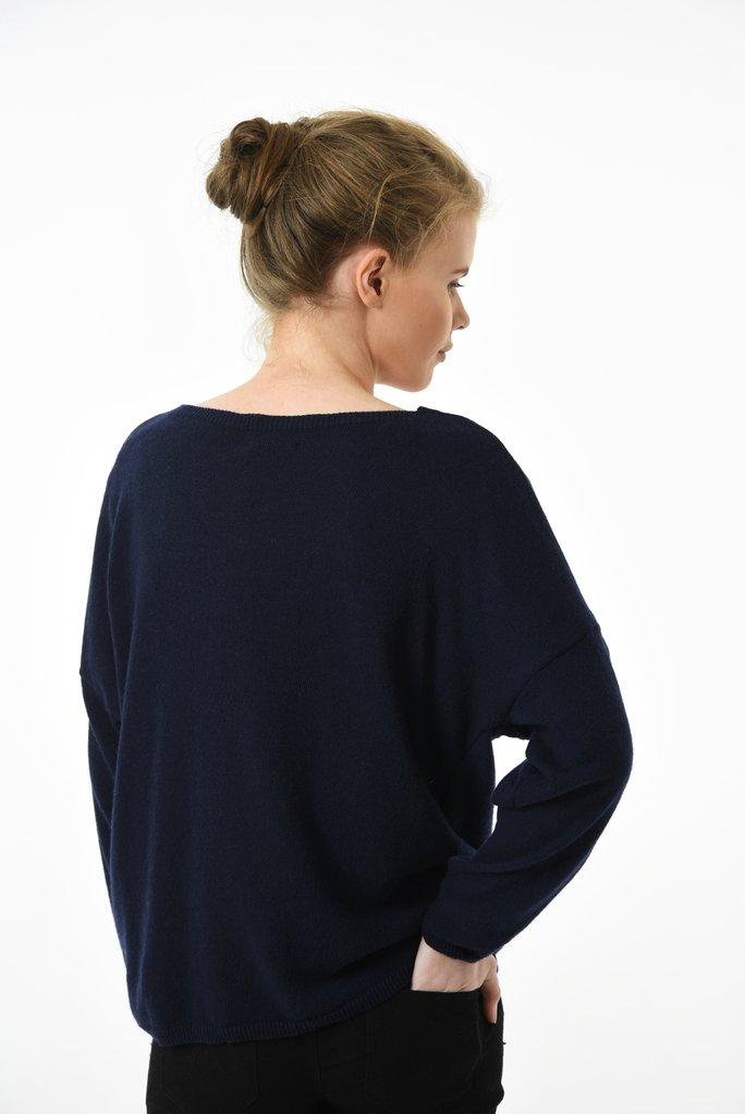 Leopard Star Cashmere Blend Jumper - Navy Blue