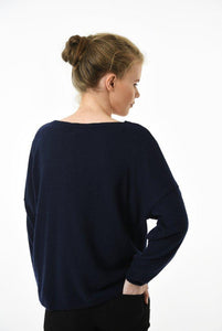 Leopard Star Cashmere Blend Jumper - Navy Blue