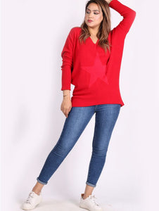 V Neck Star Jumper