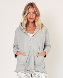 Hooded Jersey Top - LIGHT GREY