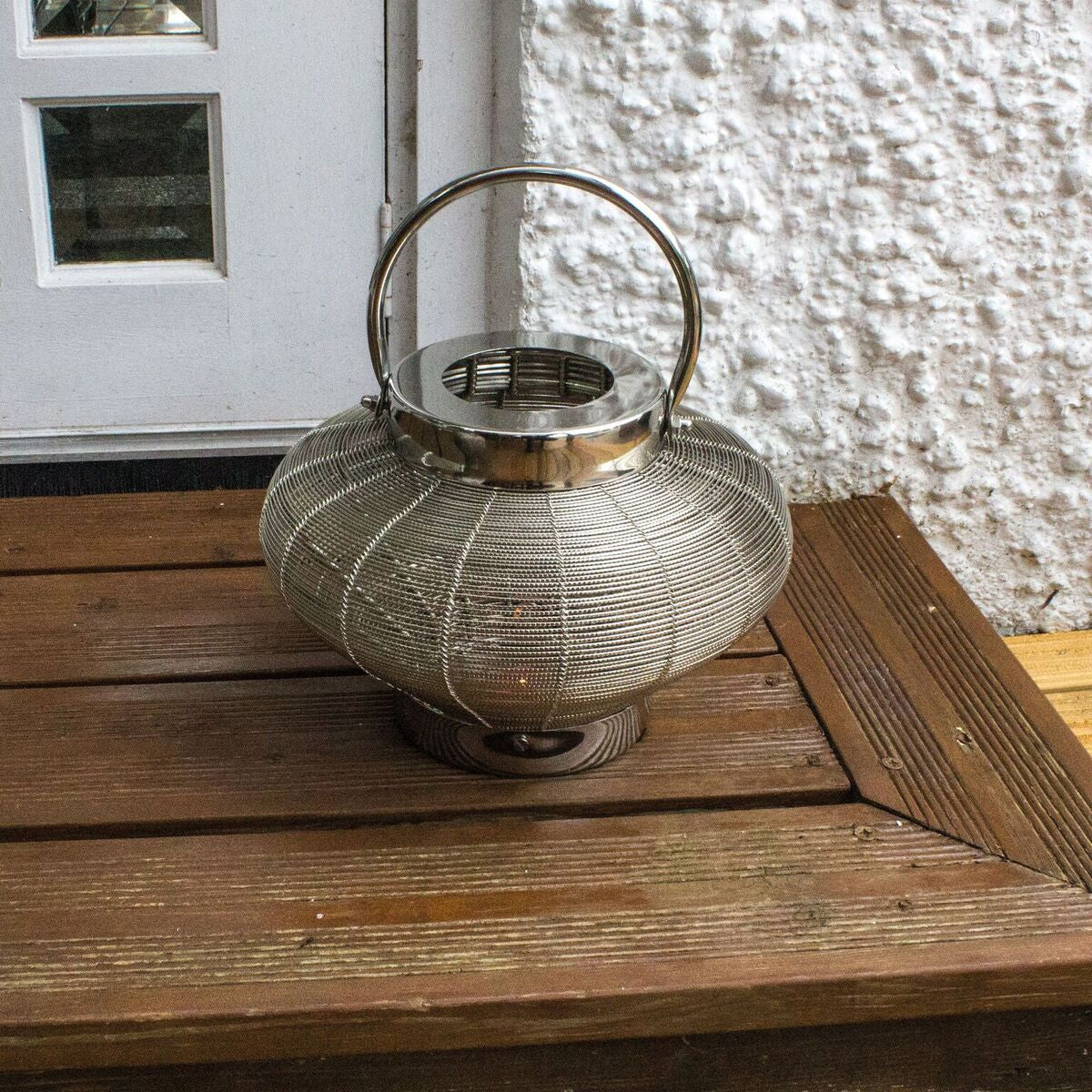 Wire Mesh Candle Lantern With Metal Handle