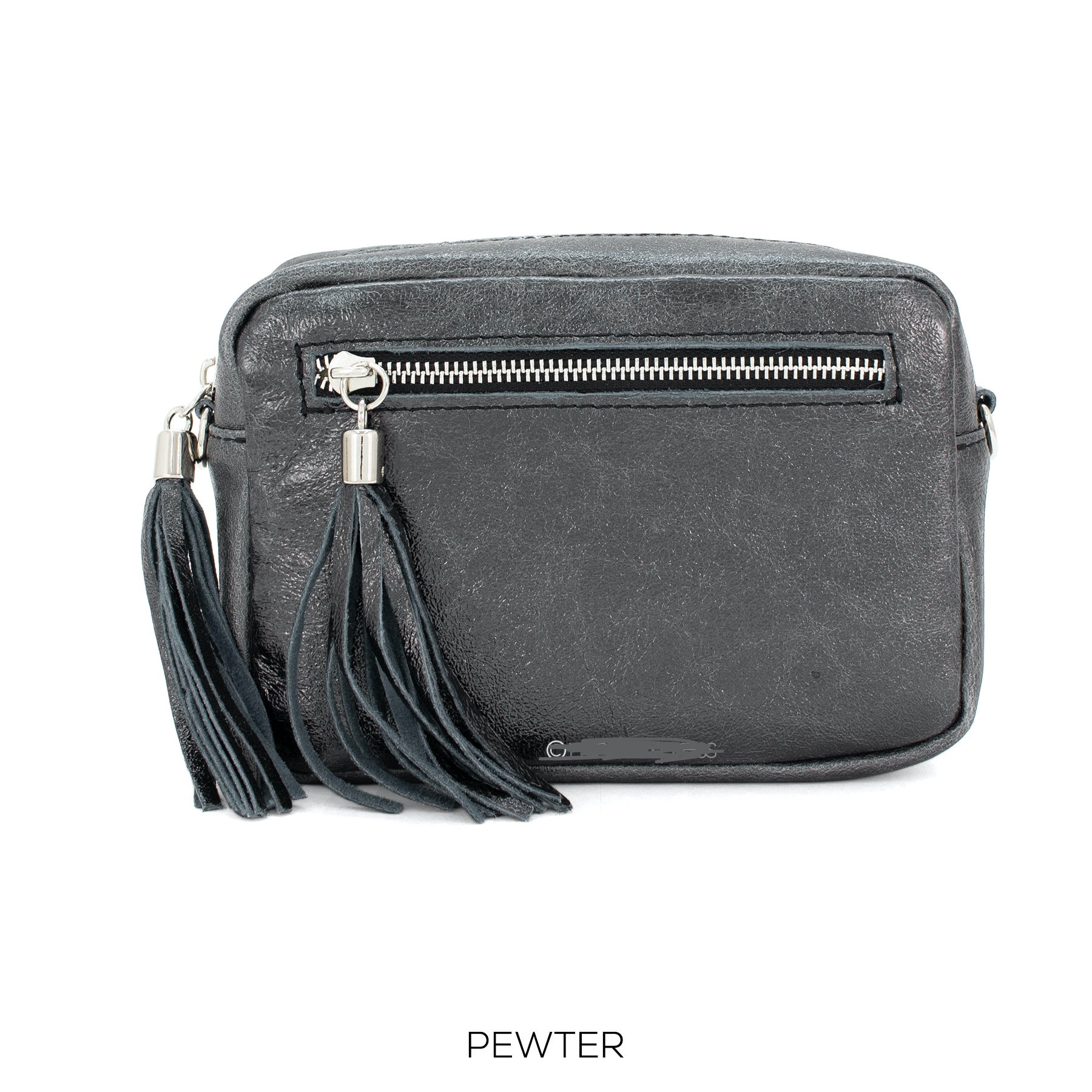 Leather Metallic Crossbody Bag With Detachable Strap