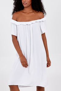 white bardot dress