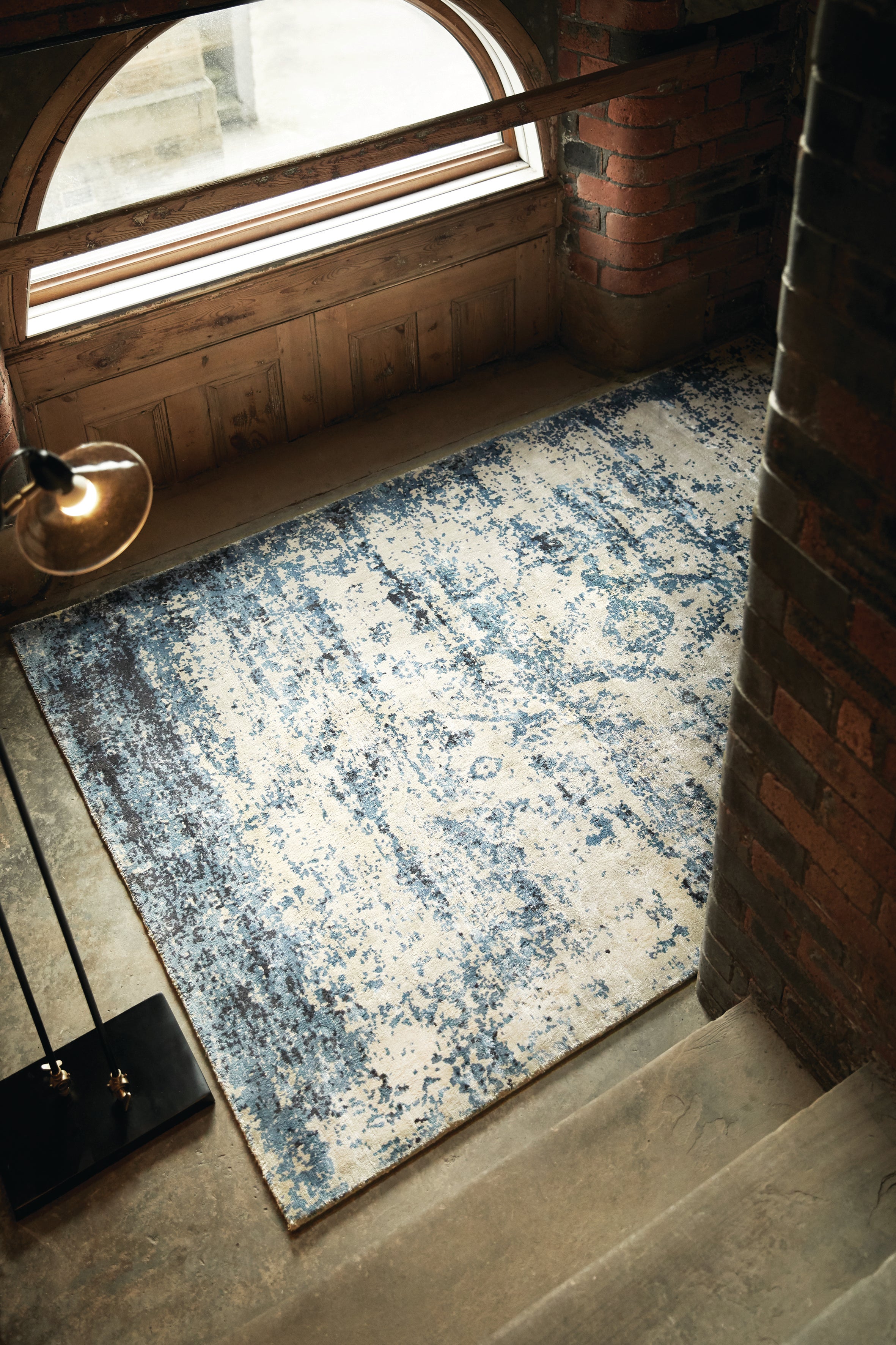 Modern blue and cream rug