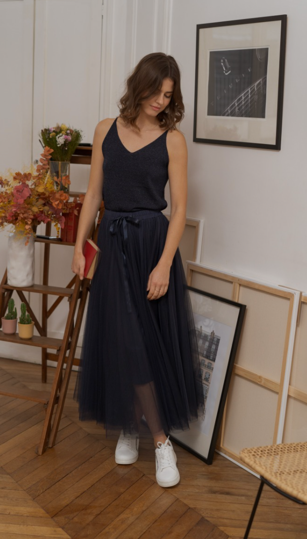 Black tulle maxi skirt uk hot sale