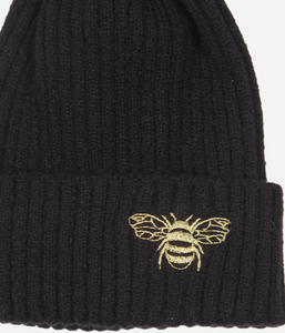 Faux Fur Pop Pom Bee Hat