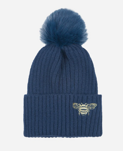 Faux Fur Pop Pom Bee Hat