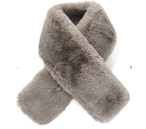 Tuck Through Faux Fur Collar Scarf - Taupe