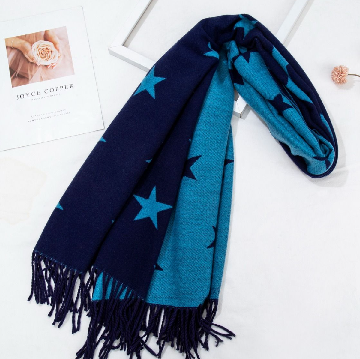 Stars Two Tone Winter Scarf