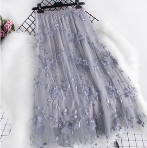 Tulle Maxi Skirt With Floral Detail