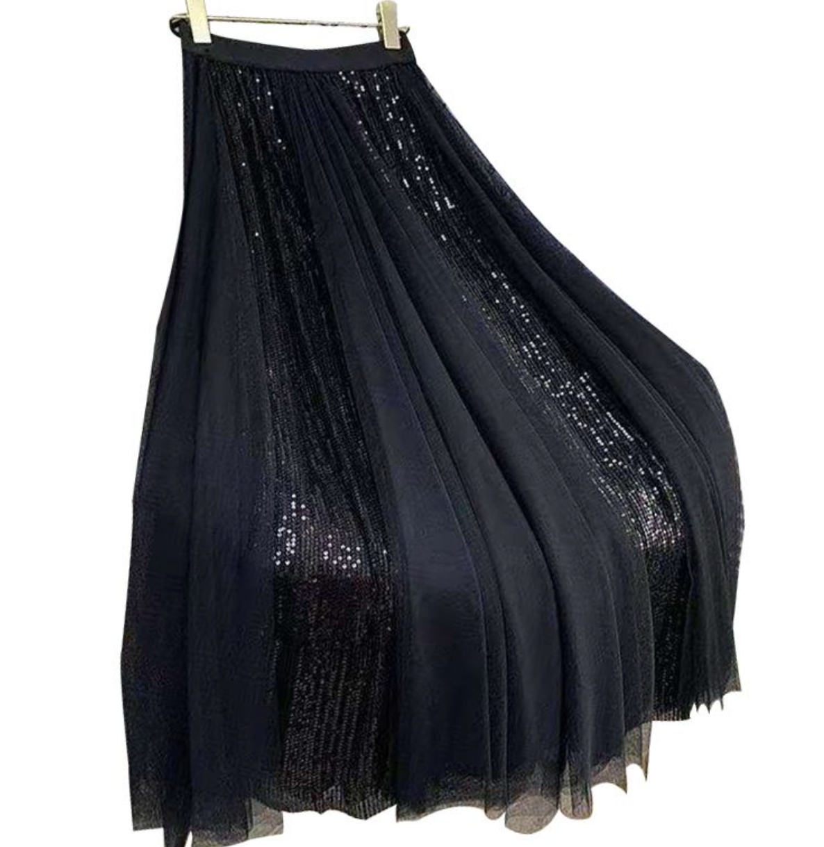 Tulle Maxi Skirt With Sequin Panel Detail