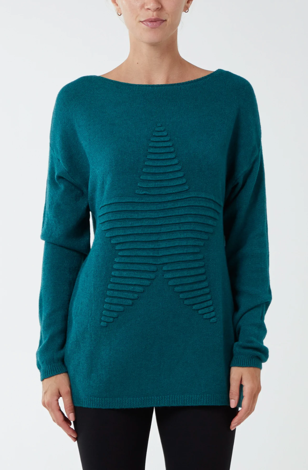 Ribbed Star Jumper - Petrol