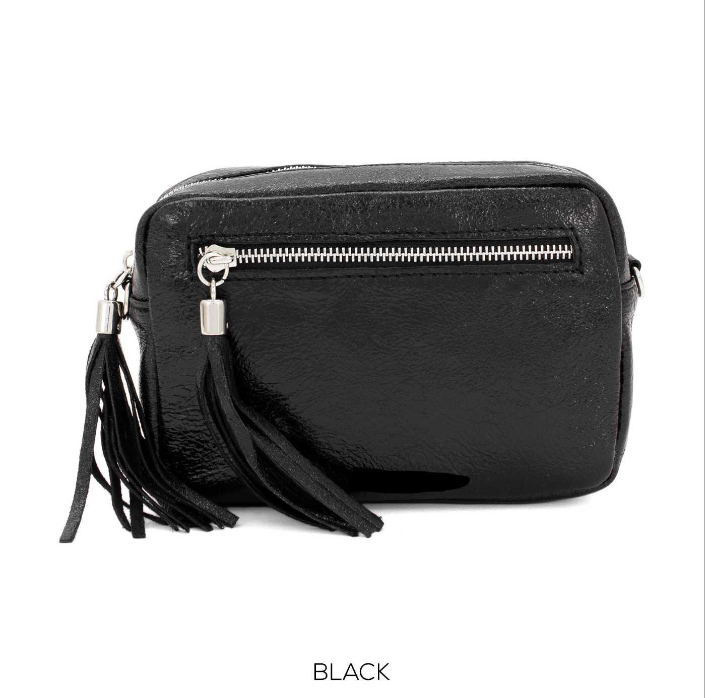 Leather Metallic Crossbody Bag With Detachable Strap