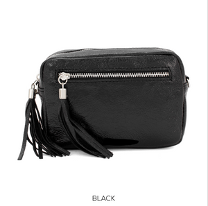 Leather Metallic Crossbody Bag With Detachable Strap