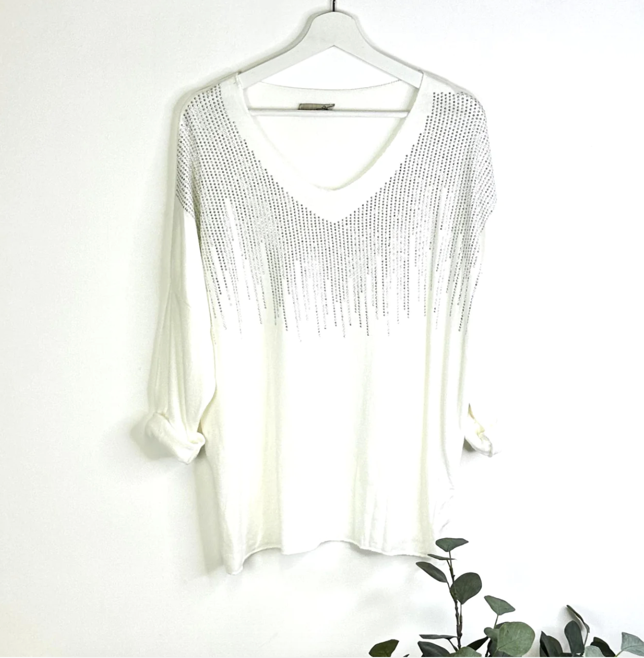 Crystal Detail Fine Knit Top