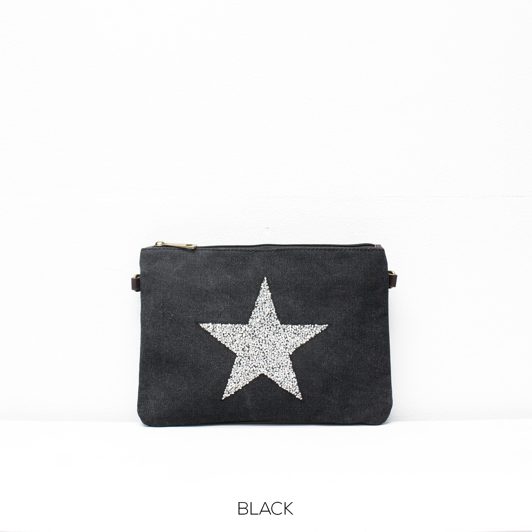 Star Canvas Clutch With Detachable Strap