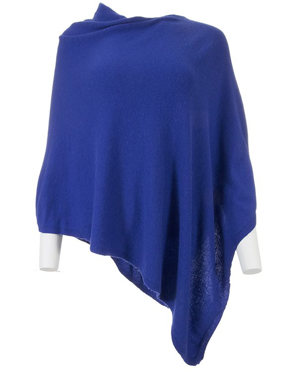 Blue cashmere blend poncho
