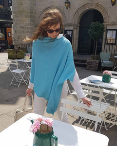 Duck egg blue cashmere blend poncho