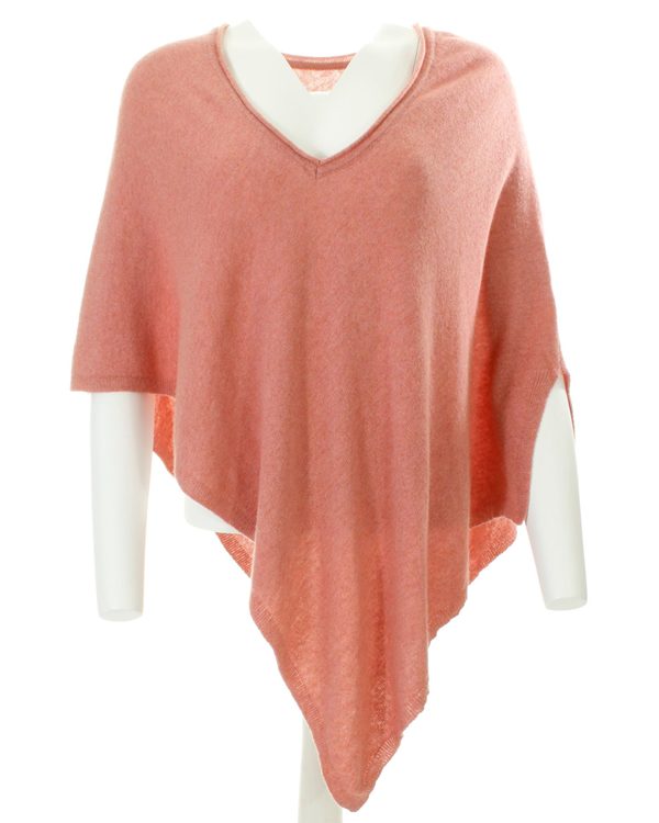 Pink cashmere blend v neck poncho