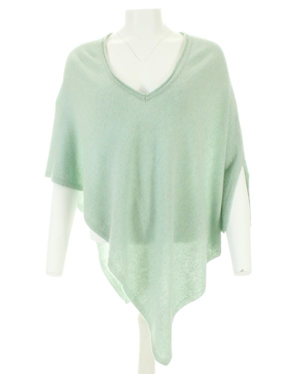 Light green cashmere blend v neck poncho