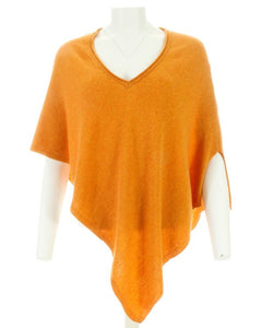 Orange cashmere blend v neck poncho