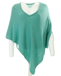 Green cashmere blend v neck poncho