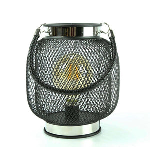 Wire Mesh Lantern With Filament Effect LED Bulb