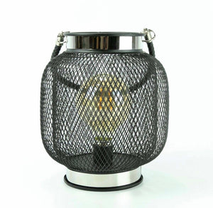 Wire Mesh Lantern With Filament Effect LED Bulb