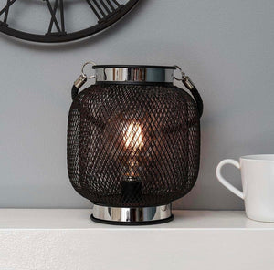 Wire Mesh Lantern With Filament Effect LED Bulb