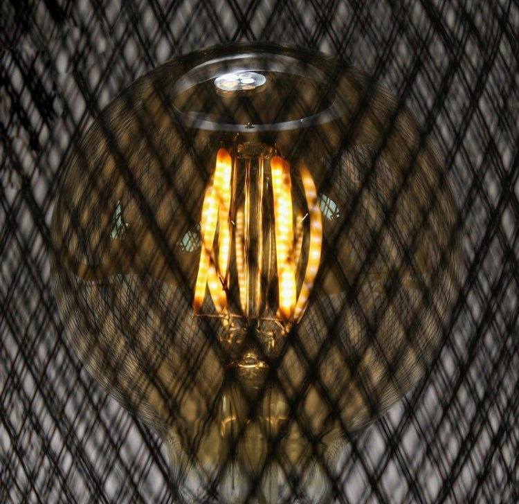 Wire Mesh Lantern With Filament Effect LED Bulb