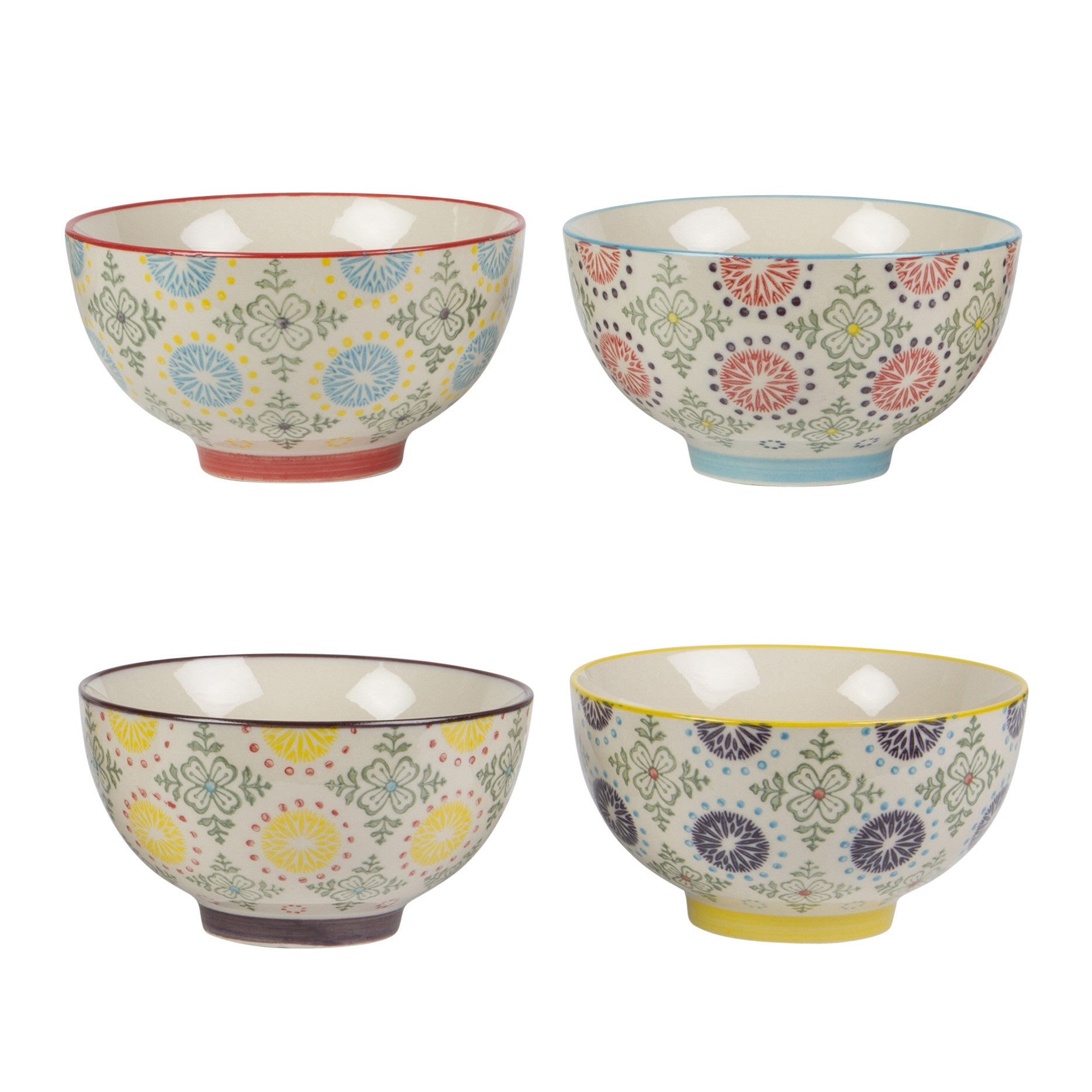 Snack bowls with multicolour designs