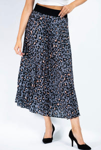 Leopard Pleated Skirt