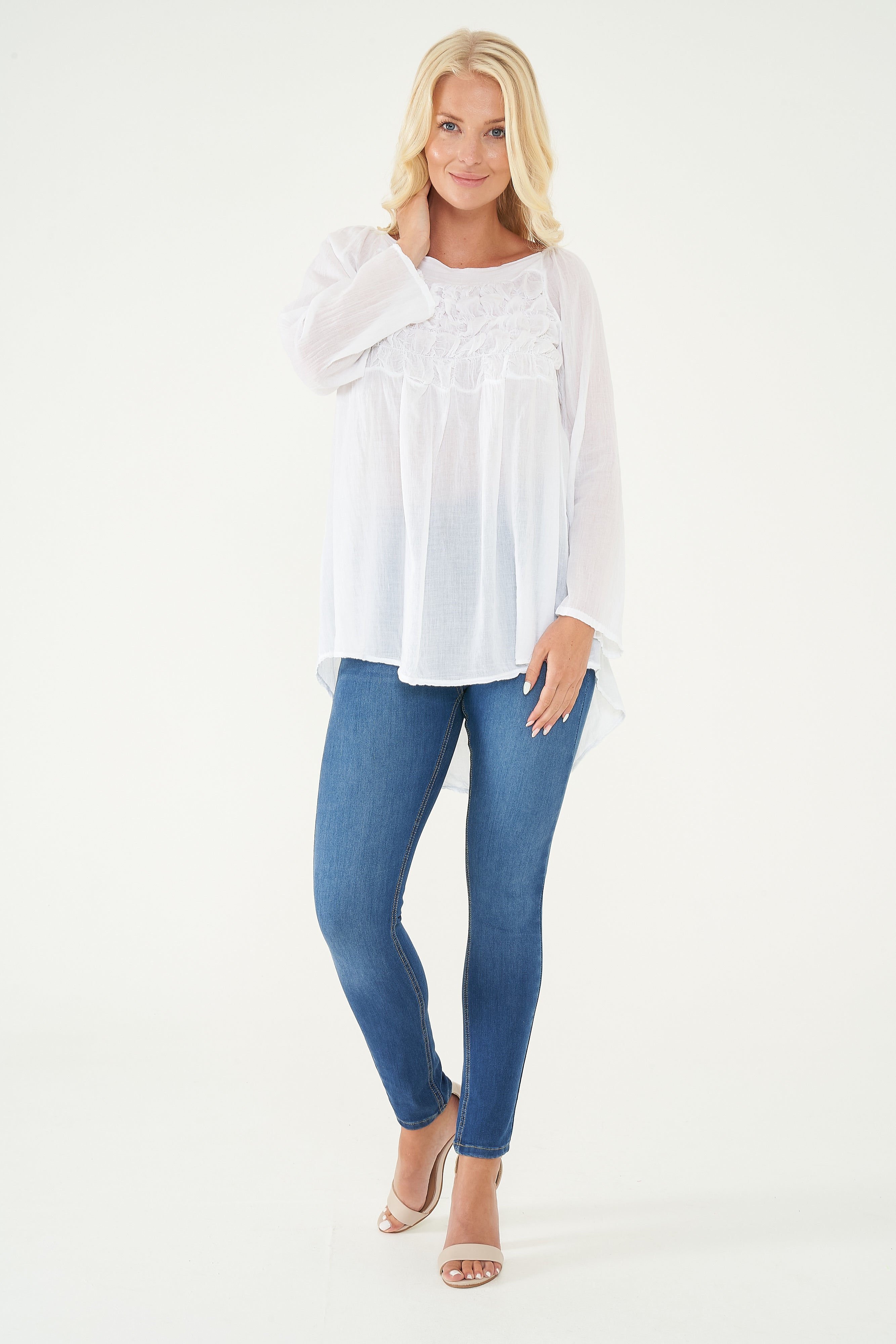Bubble Long Sleeve Cotton Top - back in stock