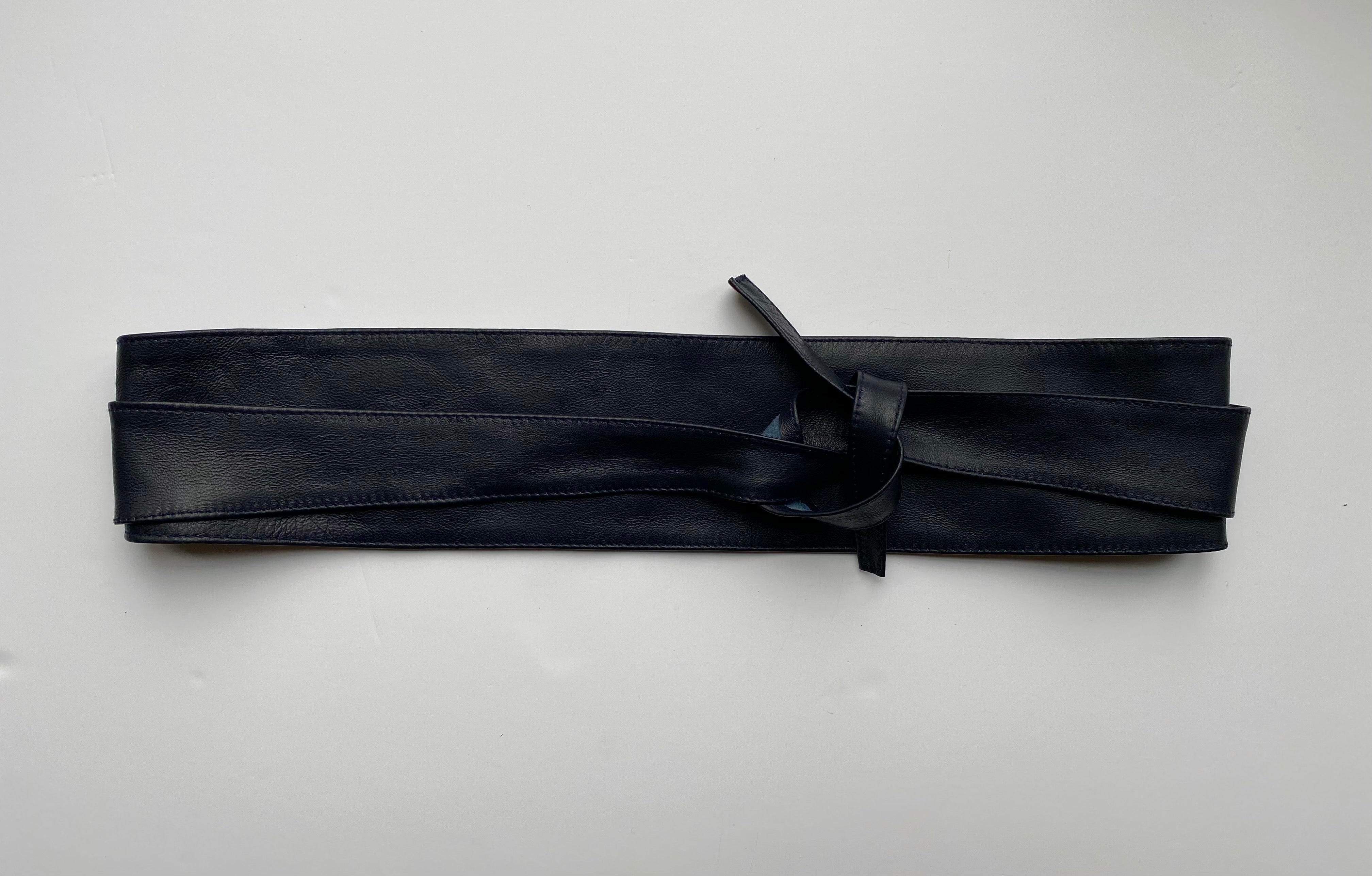 Italian Leather Obi Belt - Black, Navy, Camel