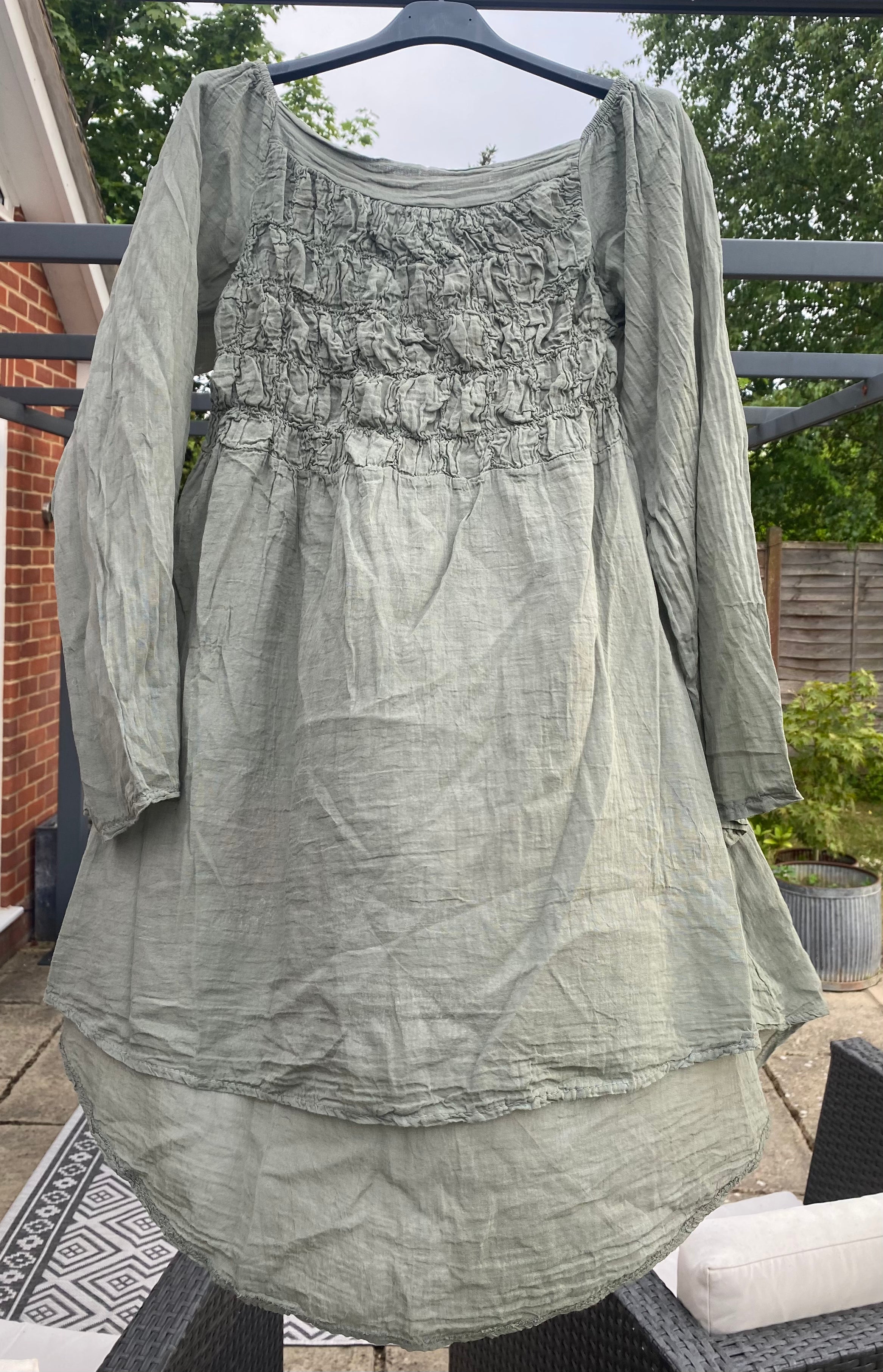 Bubble Long Sleeve Cotton Top