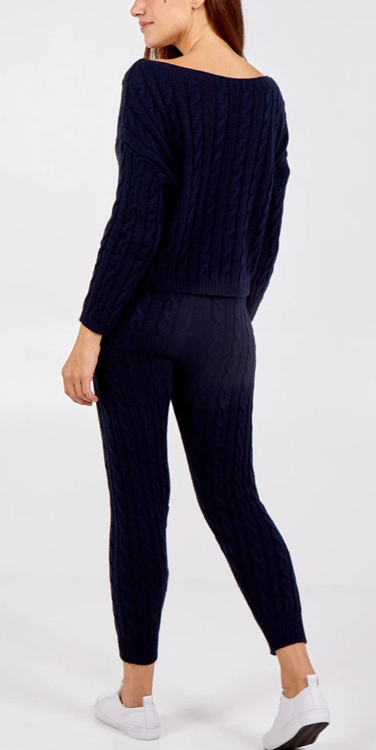 Cable Knit Two Piece Lounge Set
