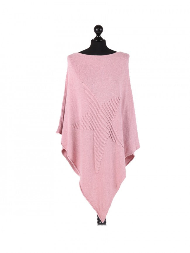 Light pink poncho with raised ribbed pink star on front