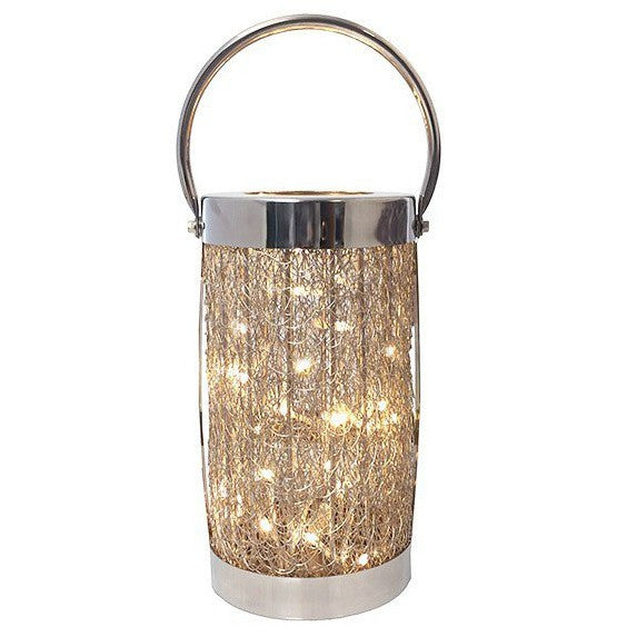 Tall Wire Mesh Loom Lamp With LED Lights