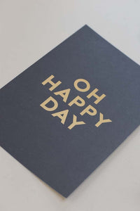 Medium "Oh Happy Day" Print, Grey and Gold